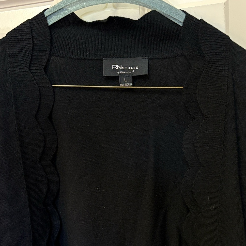 Ronni Nicole Black Scalloped Cardigan